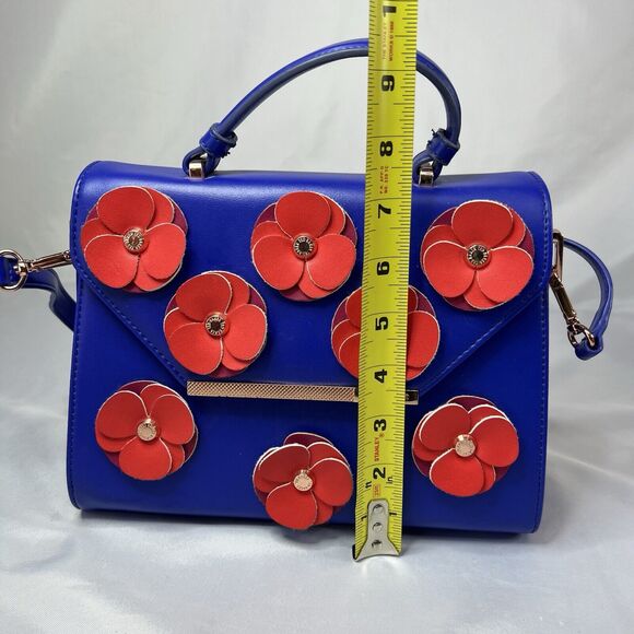 Ted Baker London Blue With Poppies Lady Bag Satchel - Picture 10 of 11